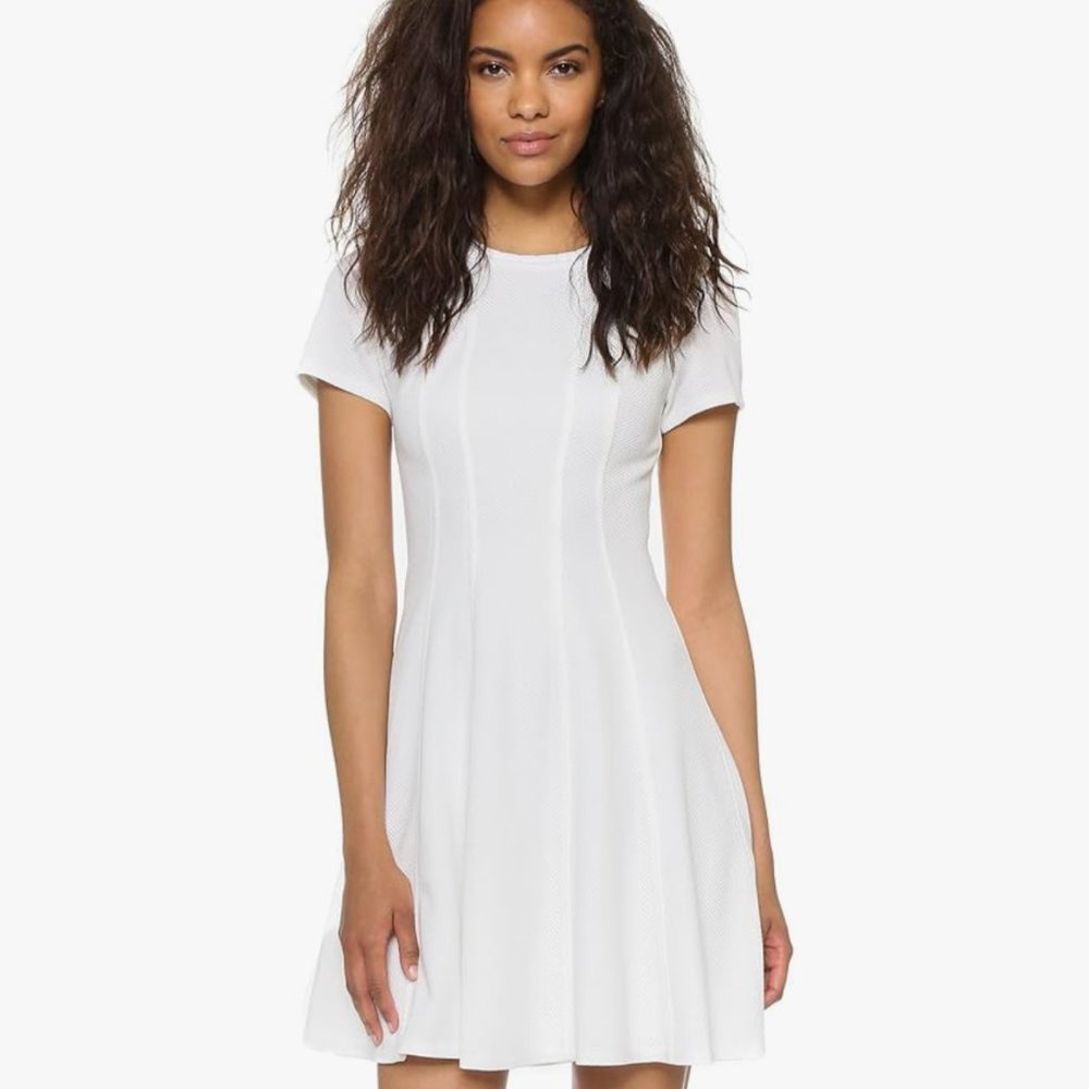 Rebecca Taylor Women's Ss Knit White Pipque Dress